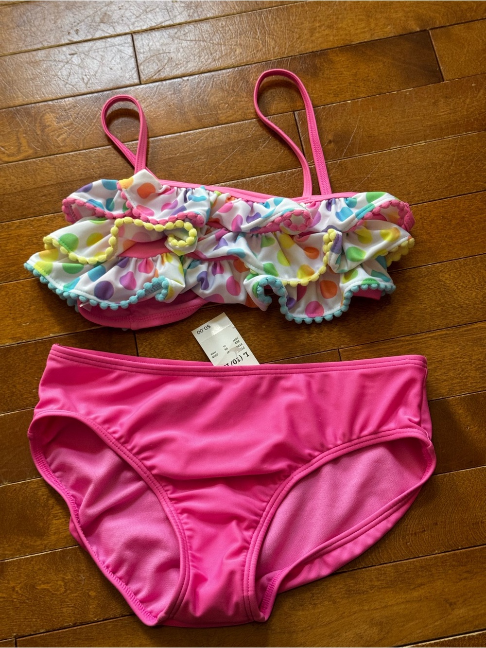 NEW Girls Pink Two-Piece Ruffle Heart Bikini